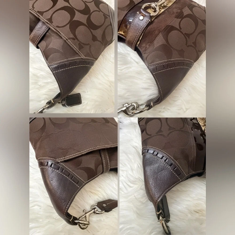 Vintage Y2K Brown Coach Hampton Python Hobo Bag#10260